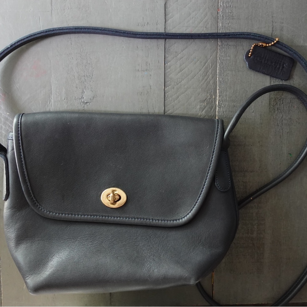 Coach 342 Vintage 1980's Made in The United States Black Leather Crossbody